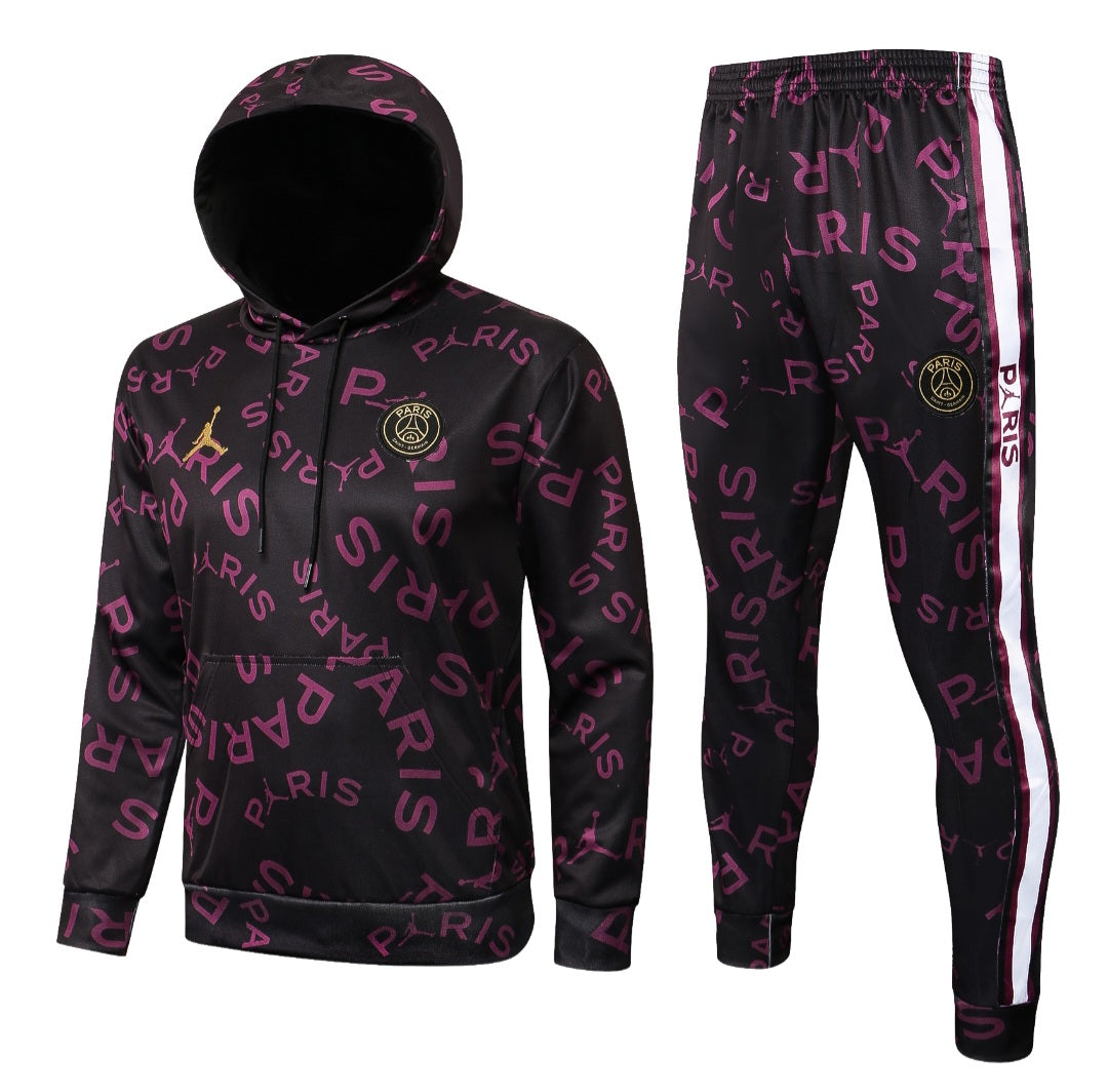 Paris Saint Germain Black and Purple X Gold Tracksuit