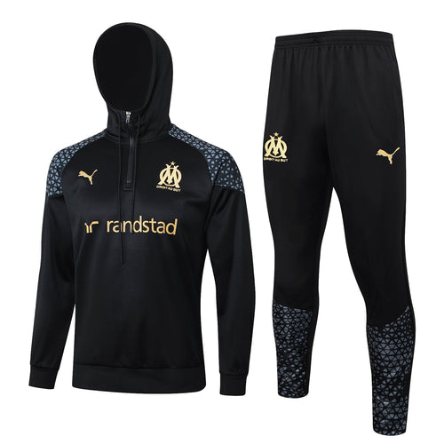 Olympique de Marseille Black and Gold Tracksuit